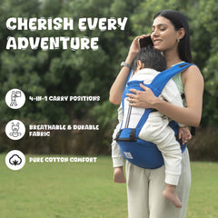 Baby Carrier | 3-36 Month | Up to 15 Kg | 4-in-1 | Hip Seat | Adjustable | Newborn - Toddler | Padded Straps|Bottle Holder|Tinysung