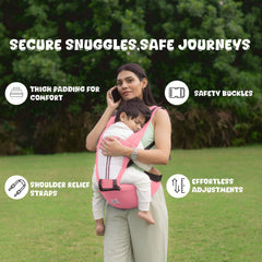 Baby Carrier | 3-36 Month | Up to 15 Kg | 4-in-1 | Hip Seat | Adjustable | Newborn - Toddler | Padded Straps|Bottle Holder|Tinysung