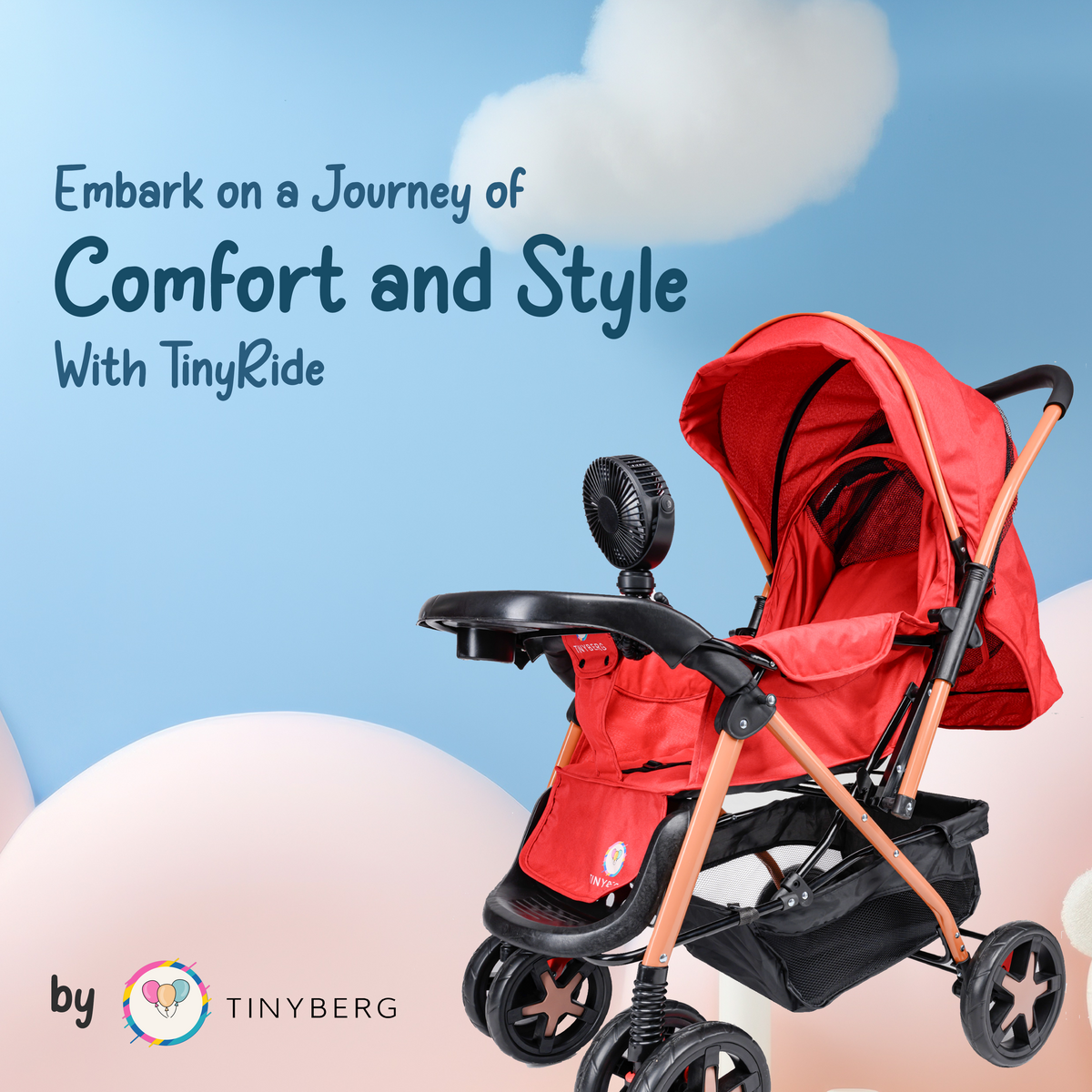 Baby Stroller for 0 to 5 Years with Reclining Features Spacious Cus Tinyberg