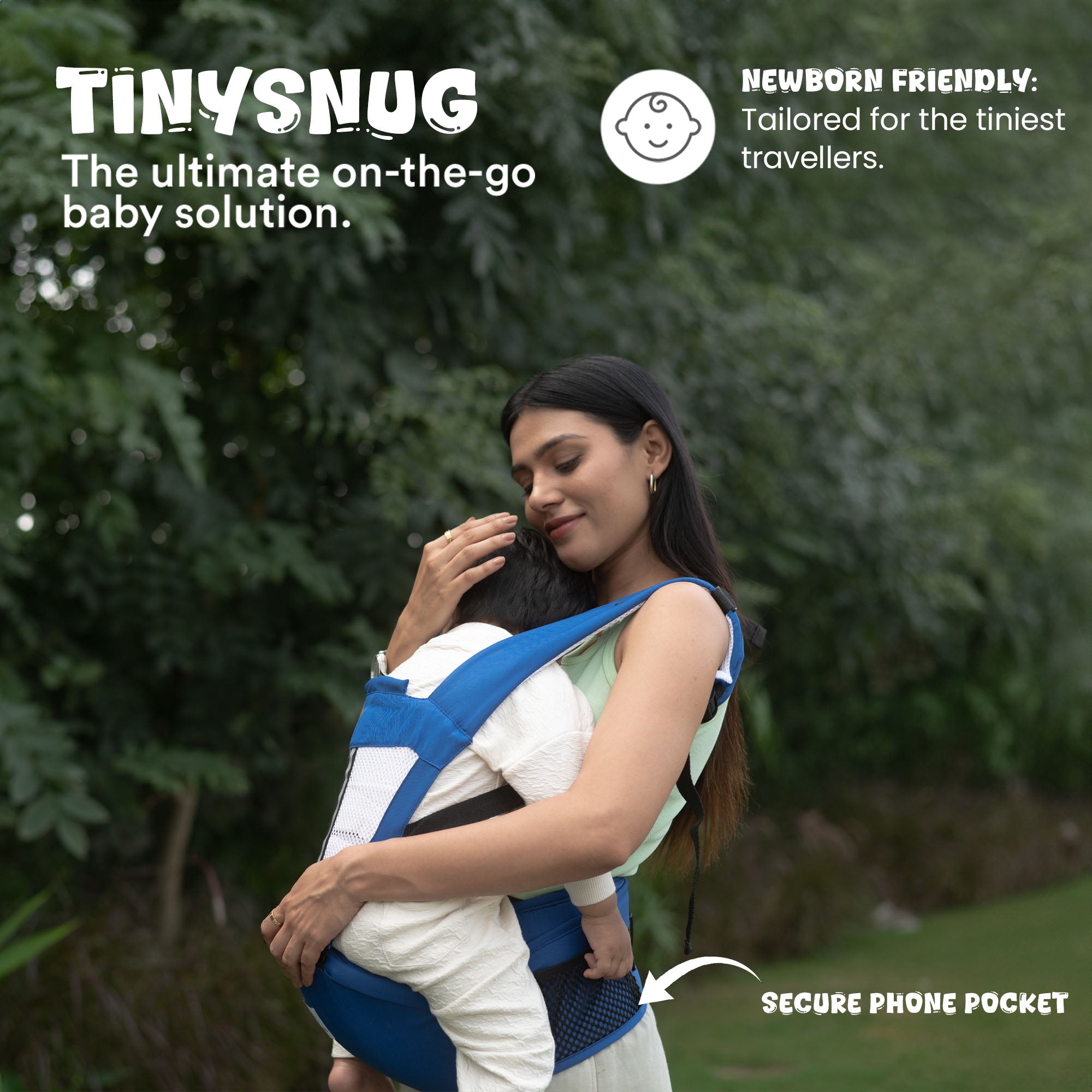 Baby Carrier | 3-36 Month | Up to 15 Kg | 4-in-1 | Hip Seat | Adjustable | Newborn - Toddler | Padded Straps|Bottle Holder|Tinysung