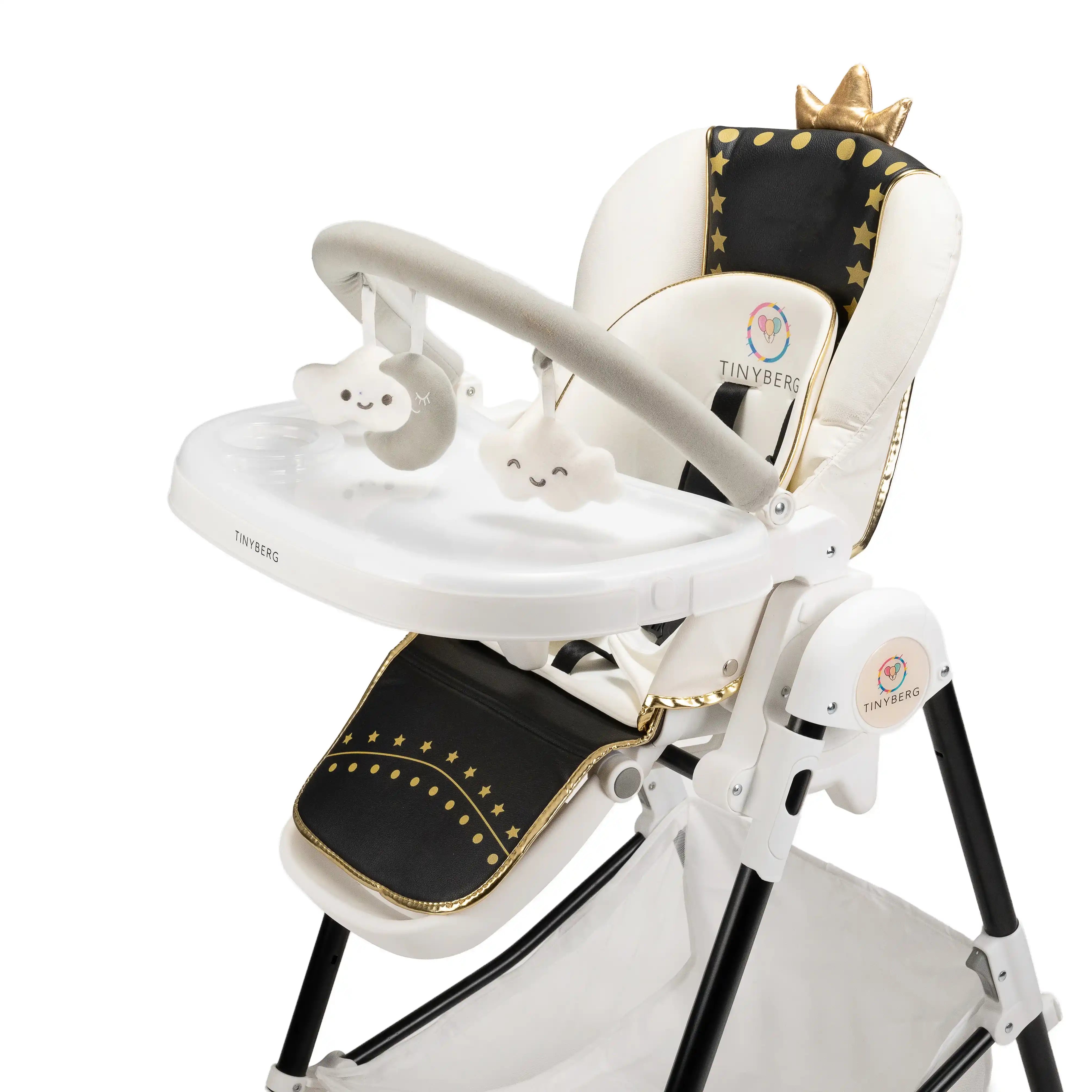 Baby High Chair for Feeding 0 to 5 Years Baby with 6 in 1 function, 6-Level Reclining Positions with Backrest, 6-Position Adjustable Height, 360 Degree Rotational Wheels with Brakes (white & black) | TinyThrone