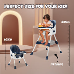 Baby High Chair | 3-36 Months | Up to 20 Kg | 3-in-1 | Foldable | Compact | 5 Point safety belt | Anti Skid base | Wonderseat